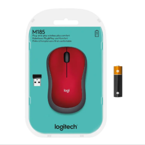 MOUSE M185 SEM FIO LOGITECH VERMELHO