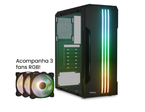 GABINETE GAME PC FORTE LINE RGB COM 3 FANS RGB